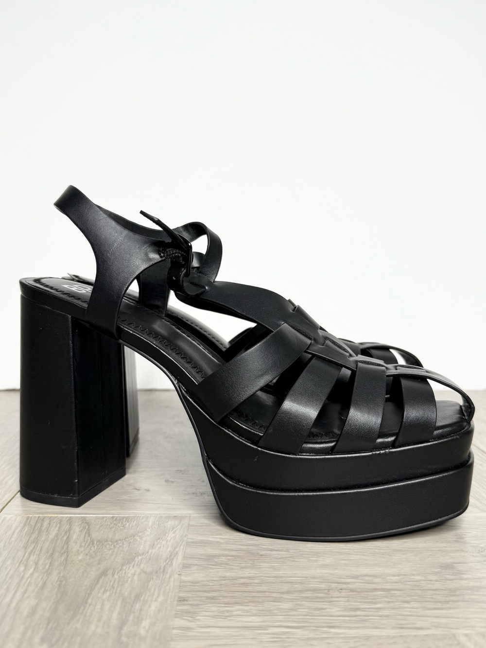 BP Amaya Black Platform Heel Sandal 9M